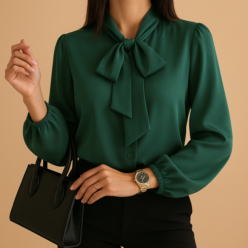 Clara | Elegant Bow-Tie Neck Blouse for Women 0