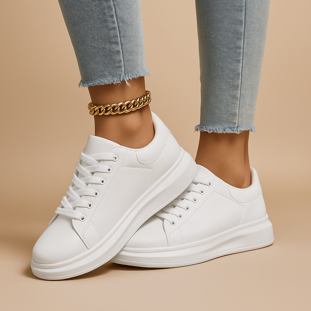 Clara | Women's White Leather Sneakers 1