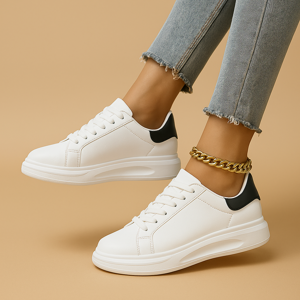 Clara | Women's White Leather Sneakers 2