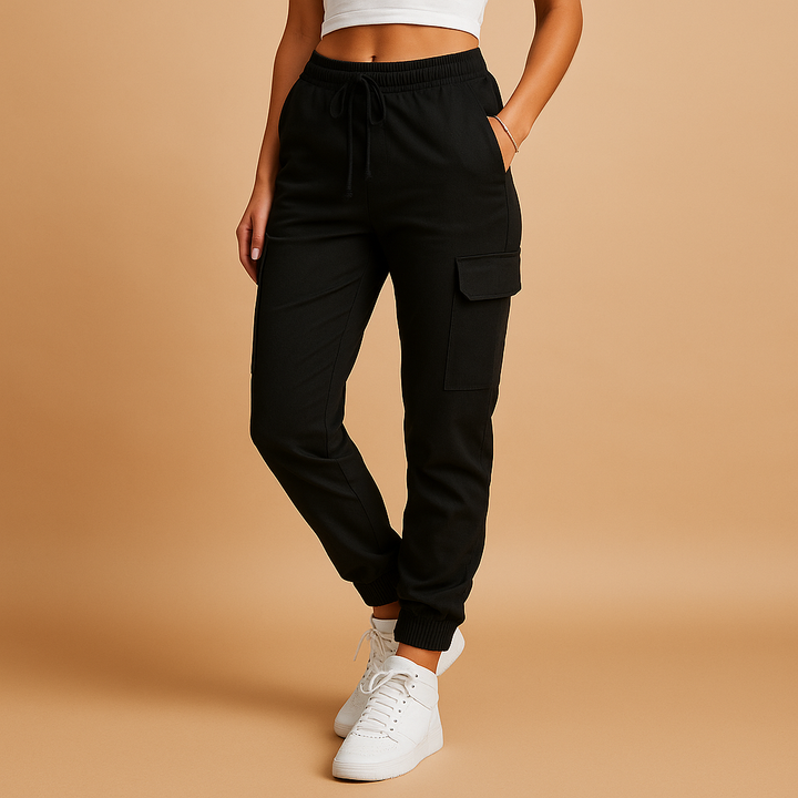 Elina | Women's High-Waisted Slim Cargo Pants 0