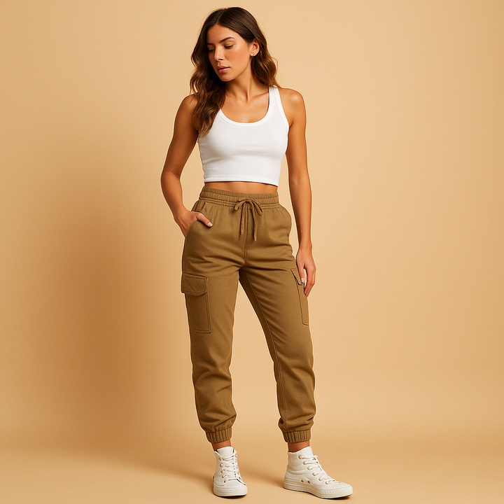 Elina | Women's High-Waisted Slim Cargo Pants 5