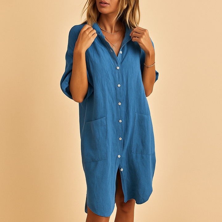 Harper | Women's Casual Shirt Dress with Pockets 1