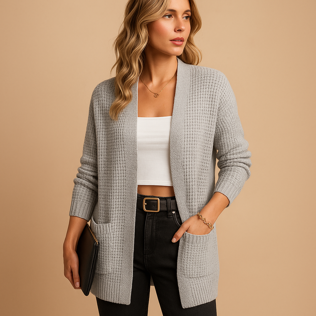 Karina | Women's Long V-Neck Cardigan with Pockets 2