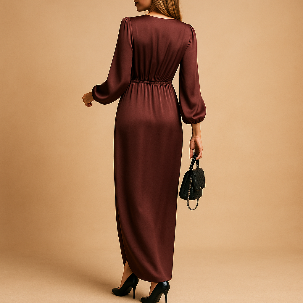 Scarlett | Women's Elegant A-Line Midi Dress with Puff Sleeves 4