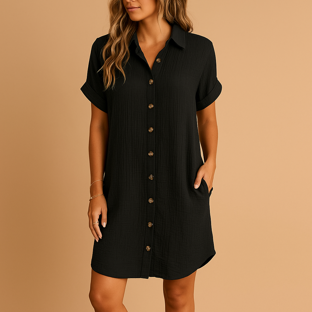 Valeria | Women's Shirt-Style Midi Dress with Belt Detail 1