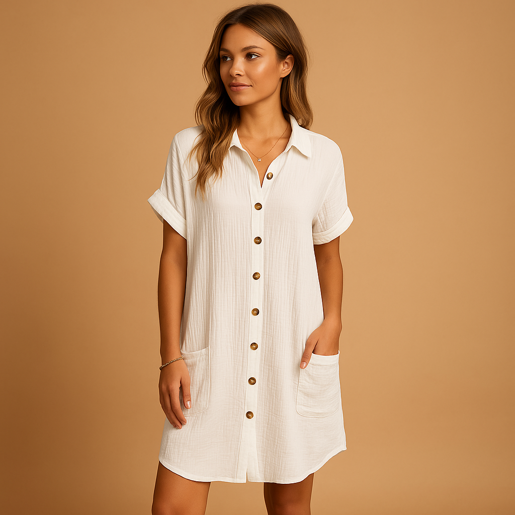 Valeria | Women's Shirt-Style Midi Dress with Belt Detail 2